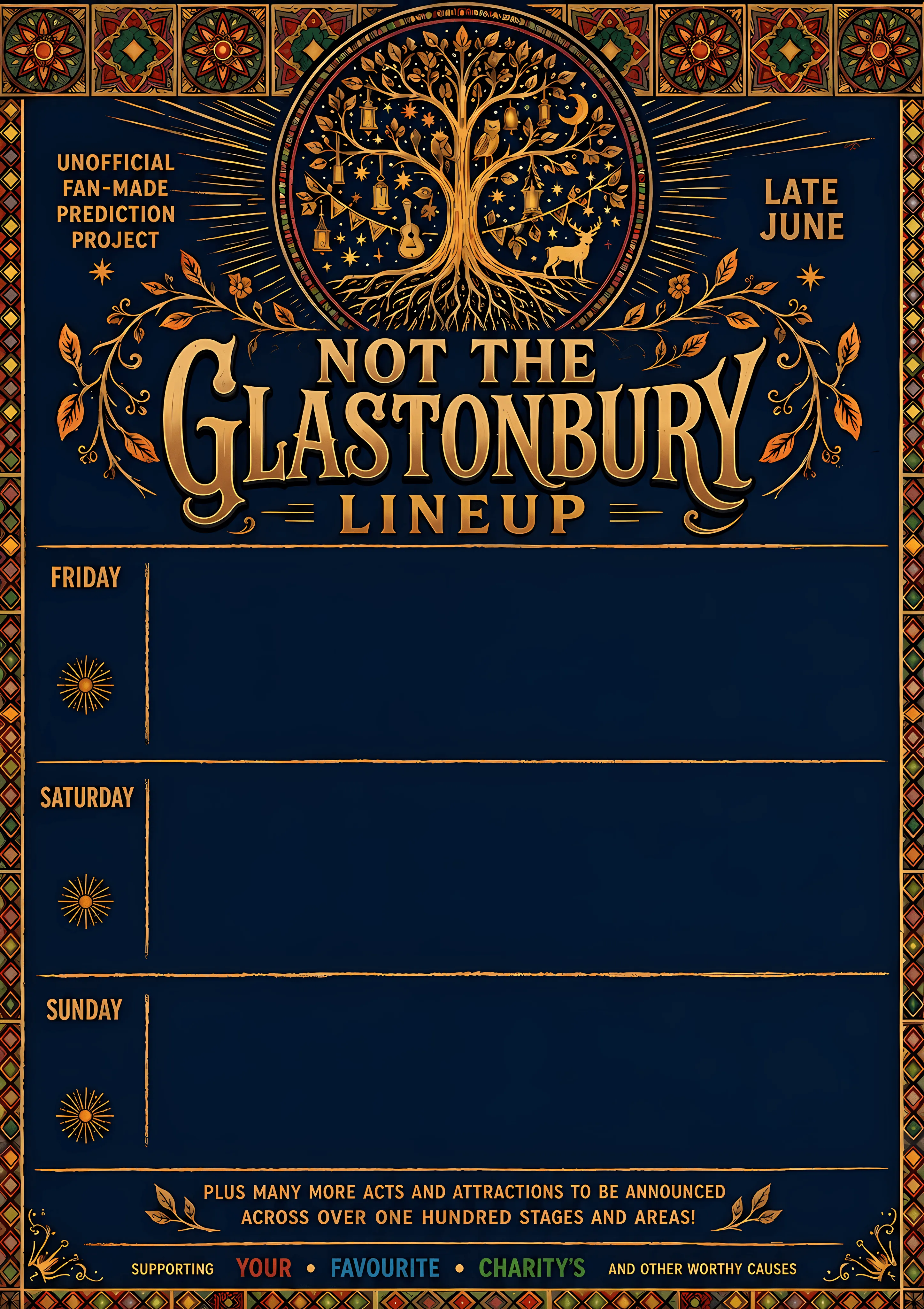 Worthy Predictions 2027 poster, a fan-made, unofficial predicted festival lineup